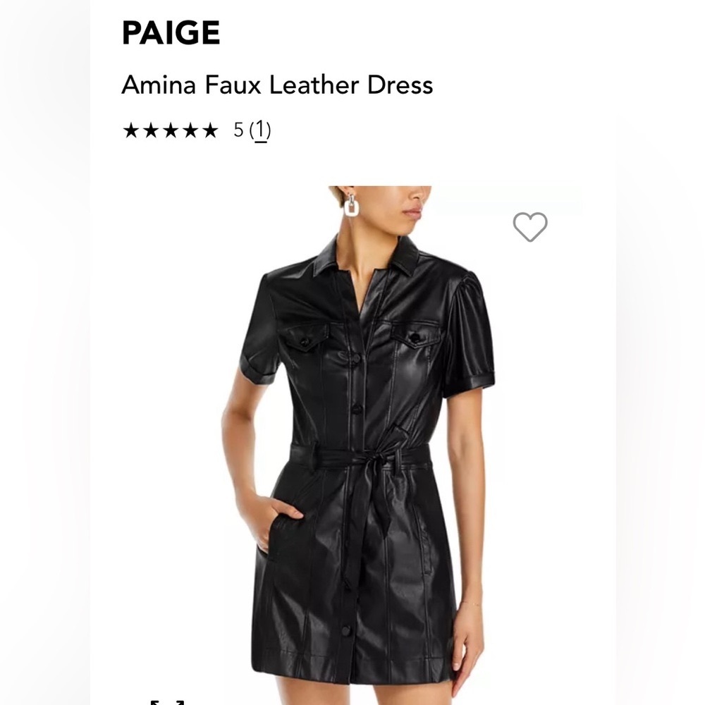Paige Amina Faux black leather dress size M